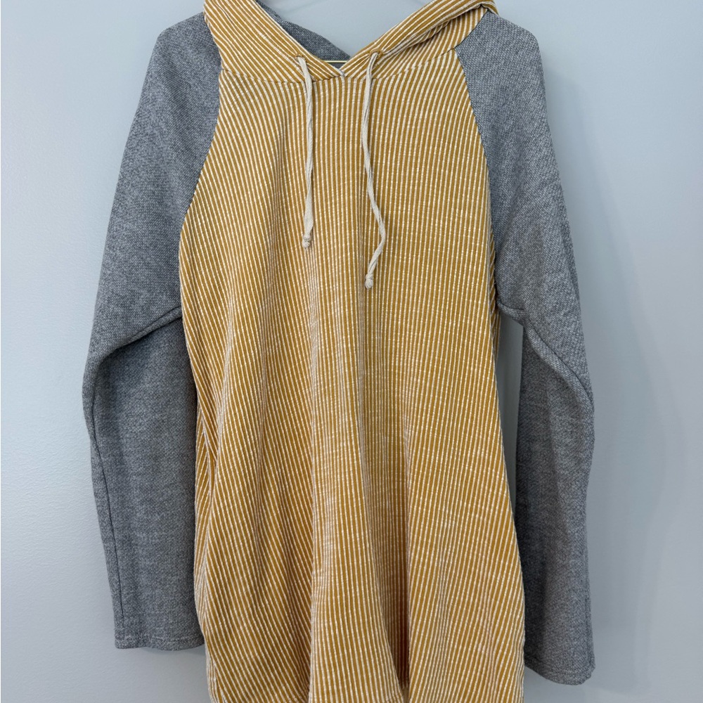 Chris & Carol Mustard and Gray Striped Top